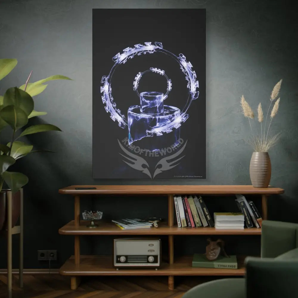 3D Iridescent Lens Cosmic Modern Tech Black Iridescent Block Canvas Print — Dimensional Wall Art Canvas