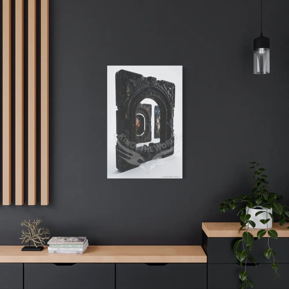 3D Iridescent Lens Cosmic Modern Tech Black Iridescent Block Canvas Print — Dimensional Wall Art Canvas