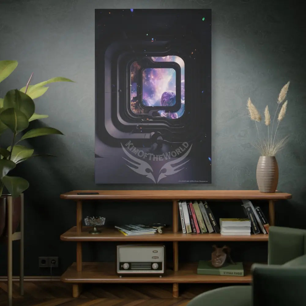 3D Iridescent Lens Cosmic Modern Tech Black Iridescent Block Canvas Print — Dimensional Wall Art Canvas