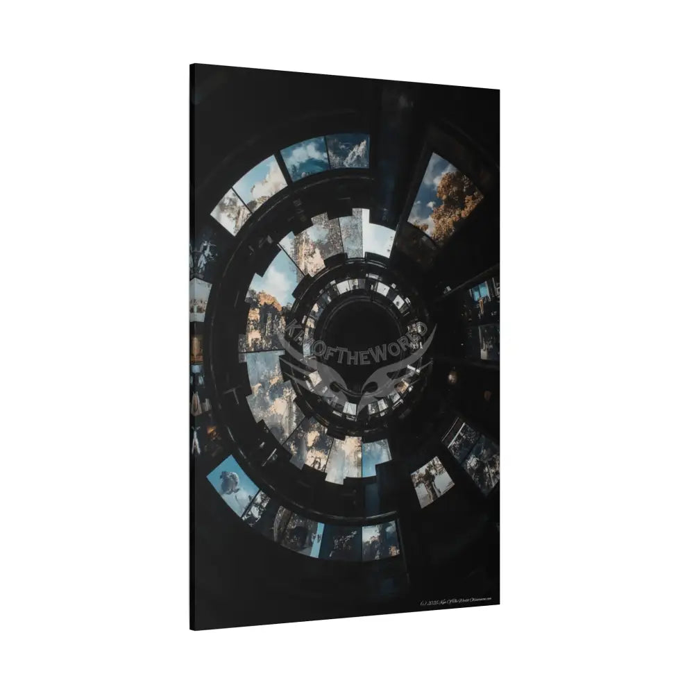 3D Iridescent Lens Cosmic Modern Tech Black Iridescent Block Canvas Print — Dimensional Wall Art Canvas