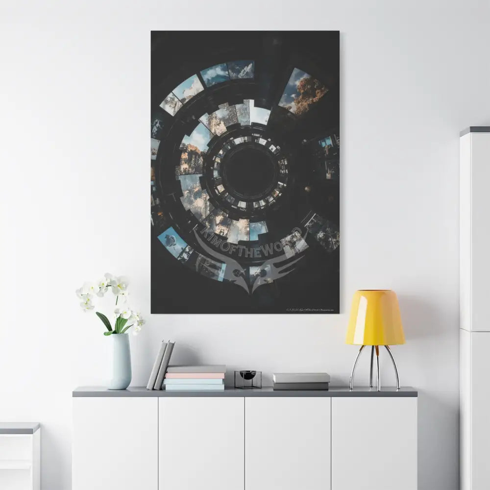 3D Iridescent Lens Cosmic Modern Tech Black Iridescent Block Canvas Print — Dimensional Wall Art Canvas