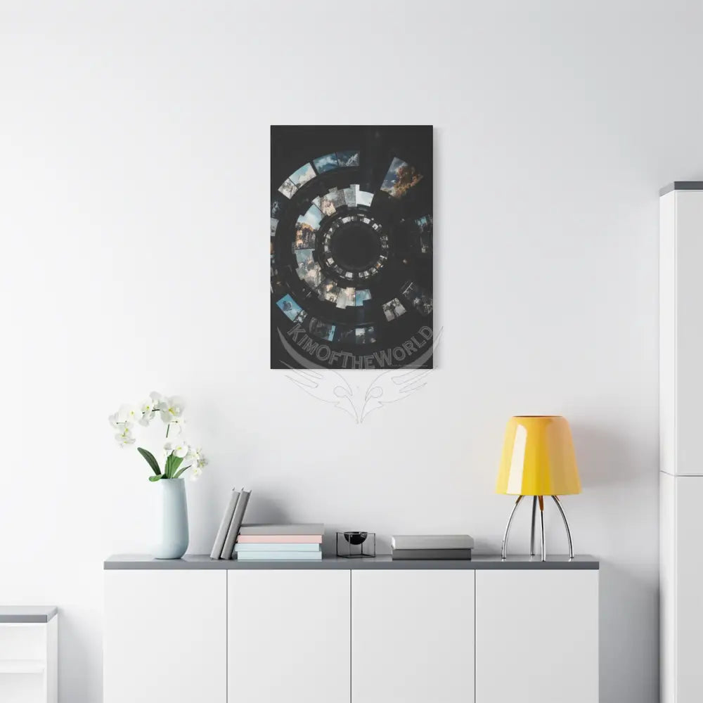 3D Iridescent Lens Cosmic Modern Tech Black Iridescent Block Canvas Print — Dimensional Wall Art Canvas