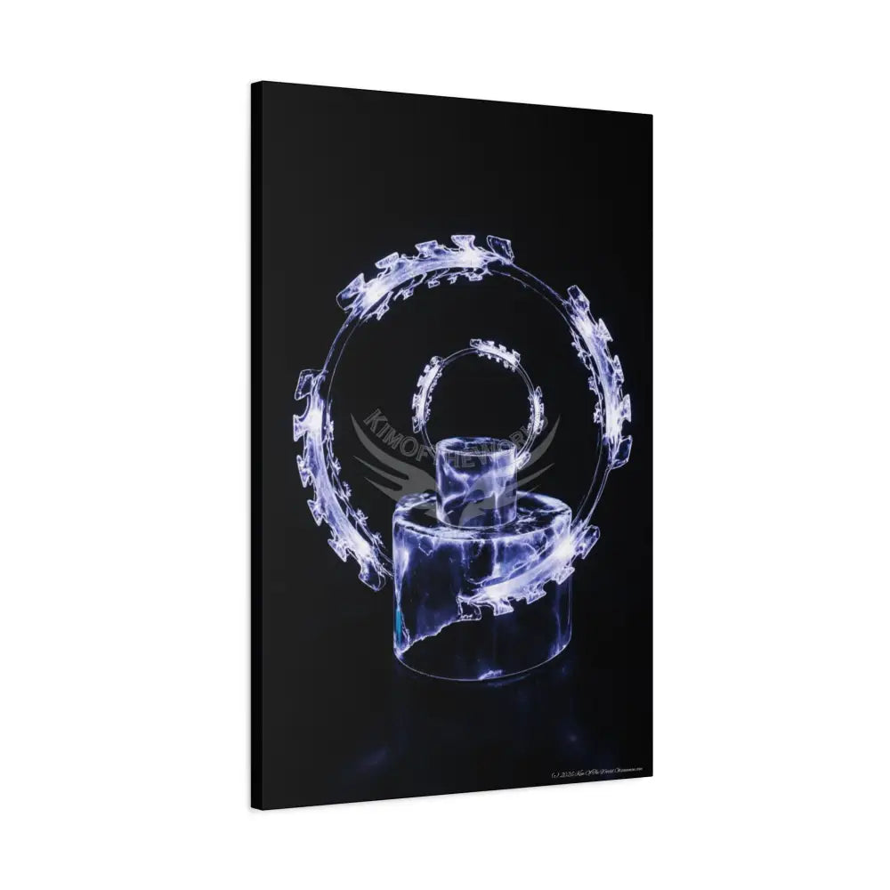 3D Iridescent Lens Cosmic Modern Tech Black Iridescent Block Canvas Print — Dimensional Wall Art Canvas