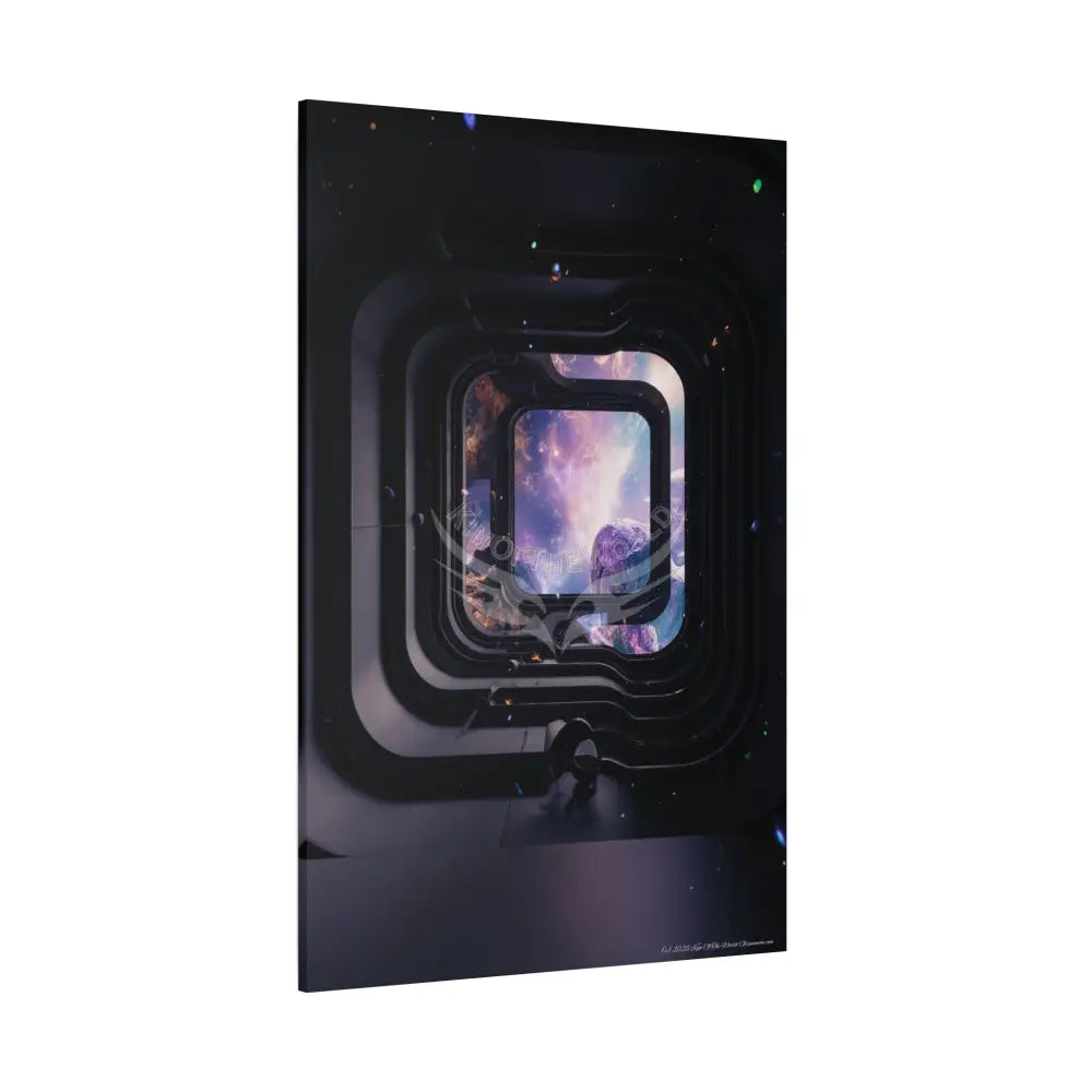 3D Iridescent Lens Cosmic Modern Tech Black Iridescent Block Canvas Print — Dimensional Wall Art Canvas