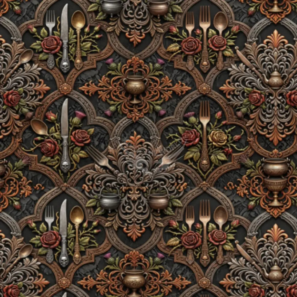 3D Kitchen Utensil Giant Earth Tone Unpasted Mural Wallpaper 144’’x100’’ 144’’x100’’ Wall Coverings