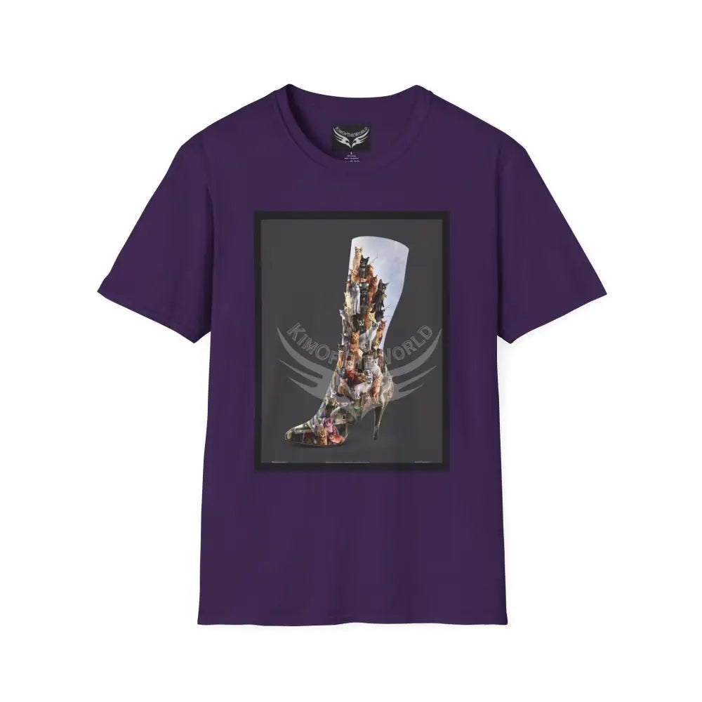 3D Kitty Cat Boot - Softstyle T-Shirt Purple / S T-Shirt