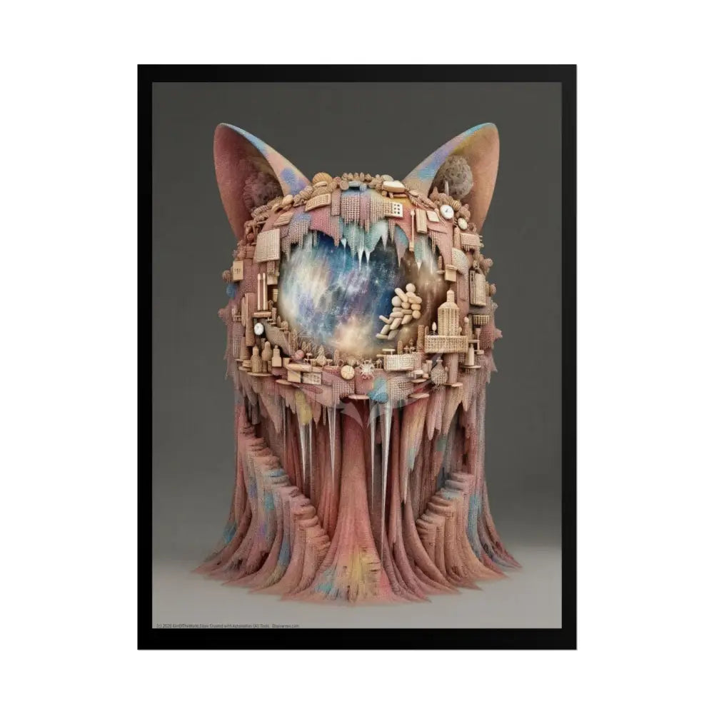 3D Kitty Cat Mind-Scape Window Portal Poster 18″ x 24″ (Vertical) / Matte Poster