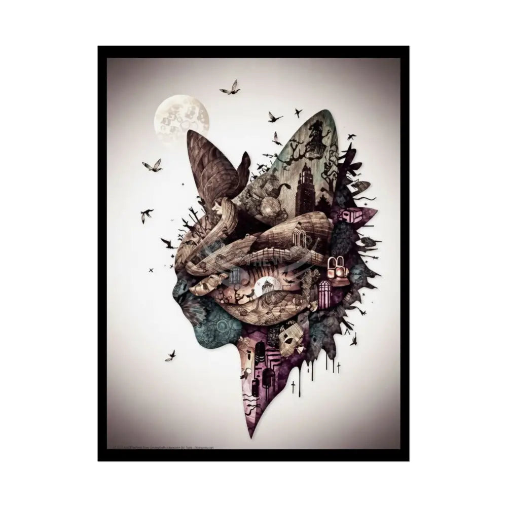 3D Kitty Cat Mind-Scape Window Portal Poster 18″ x 24″ (Vertical) / Semi Glossy Poster