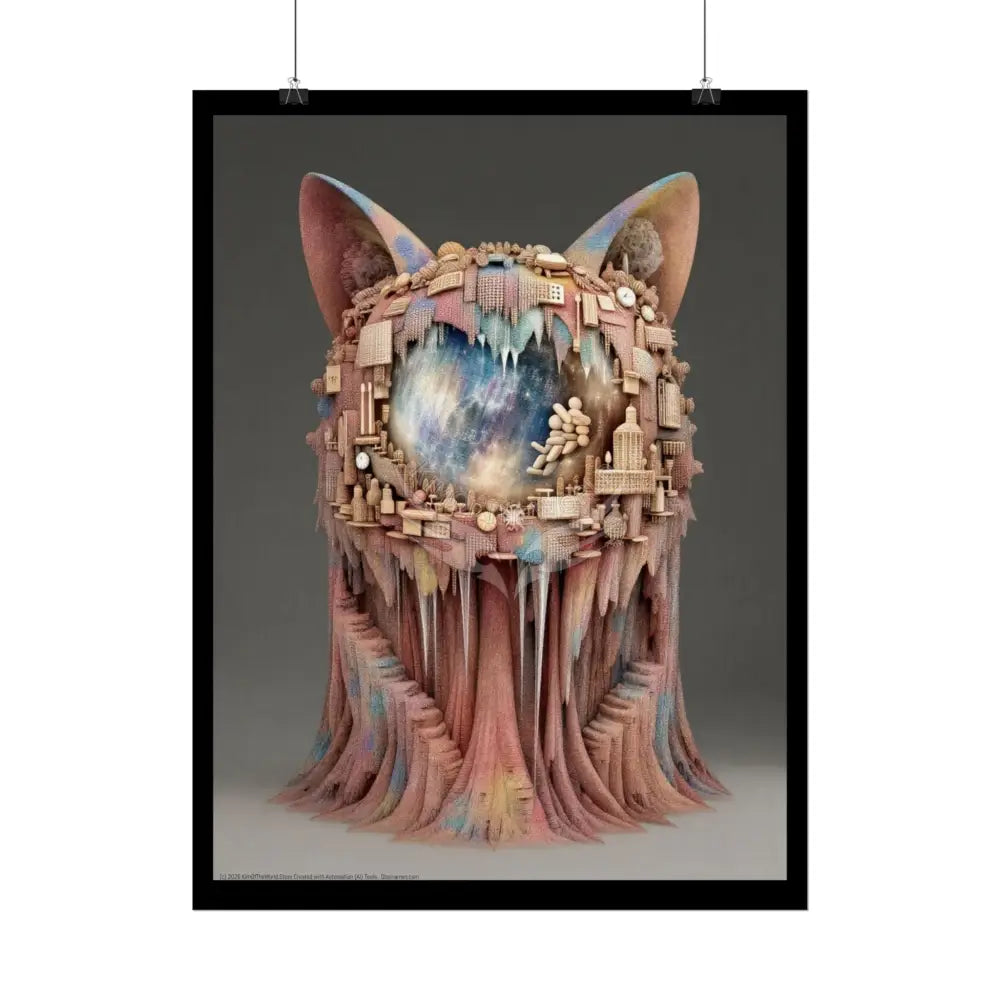 3D Kitty Cat Mind-Scape Window Portal Poster Poster