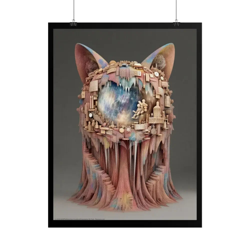 3D Kitty Cat Mind-Scape Window Portal Poster Poster