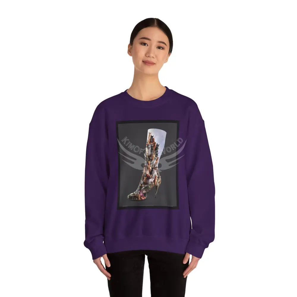 3D Kitty Cat Stiletto Boot Fantasy Signature Design Sweatshirt — Tall Giantess Fetish Art Crewneck Sweatshirt