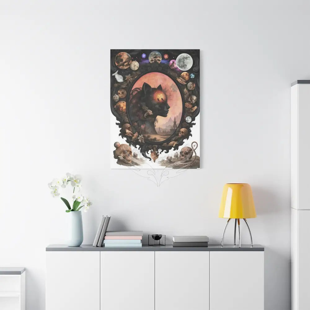 3D Kitty Multi-Dimensional Floral Cat Canvas — Matte Stretched Wall Art Canvas
