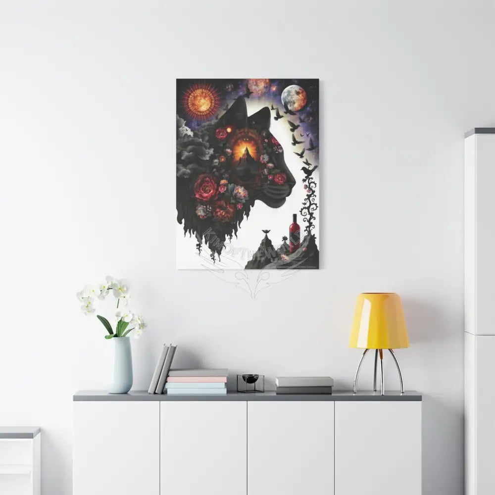 3D Kitty Multi-Dimensional Floral Cat Canvas — Matte Stretched Wall Art Canvas