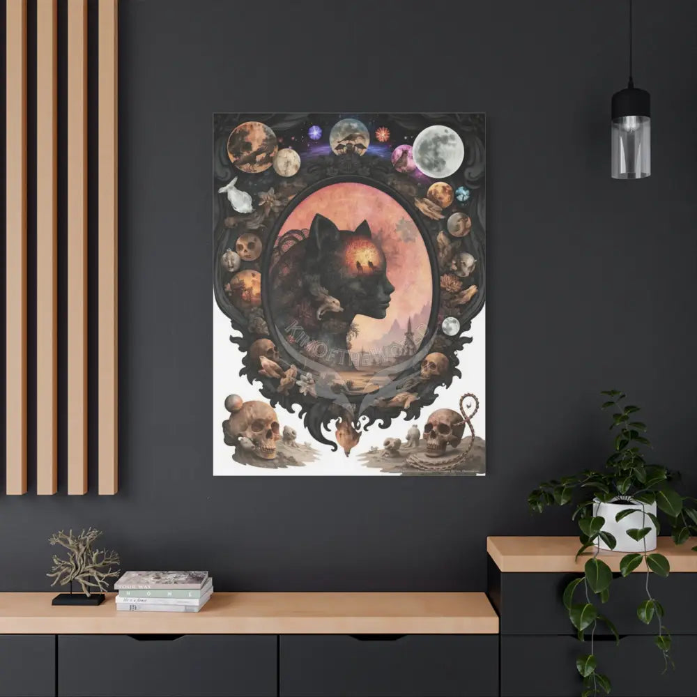 3D Kitty Multi-Dimensional Floral Cat Canvas — Matte Stretched Wall Art Canvas