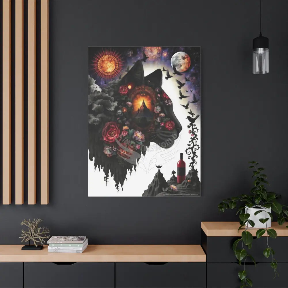 3D Kitty Multi-Dimensional Floral Cat Canvas — Matte Stretched Wall Art Canvas