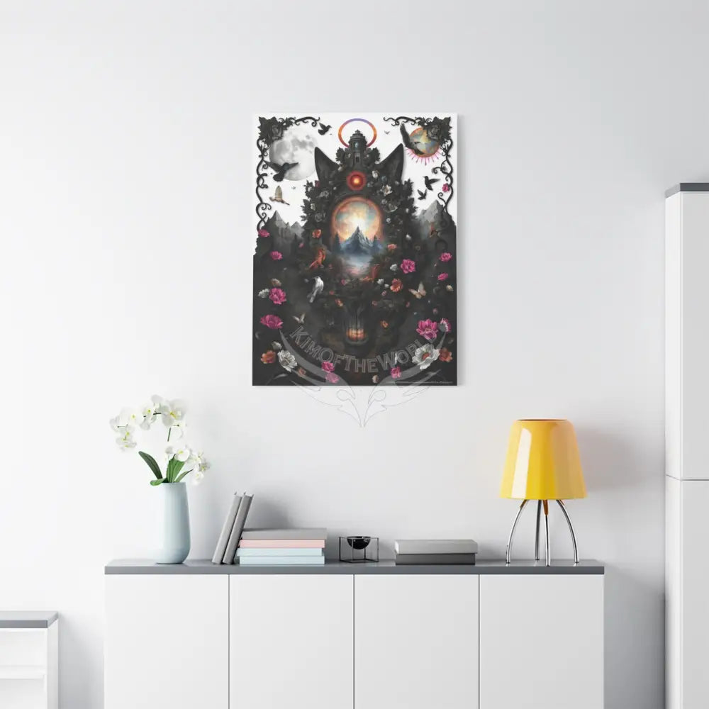 3D Kitty Multi-Dimensional Floral Cat Canvas — Matte Stretched Wall Art Canvas