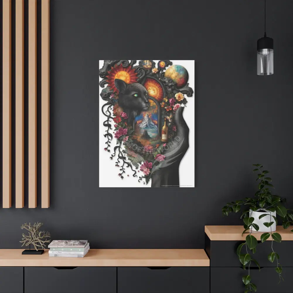 3D Kitty Multi-Dimensional Floral Cat Canvas — Matte Stretched Wall Art Canvas