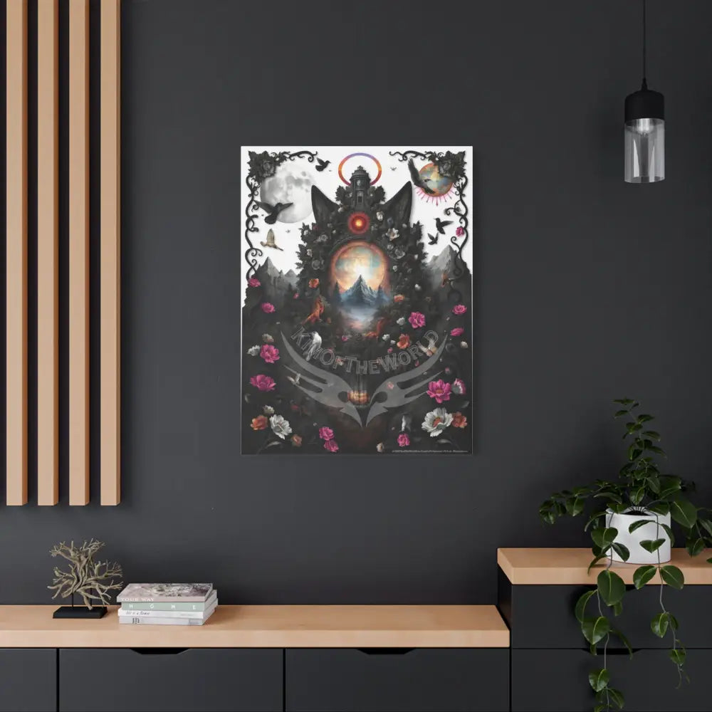 3D Kitty Multi-Dimensional Floral Cat Canvas — Matte Stretched Wall Art Canvas