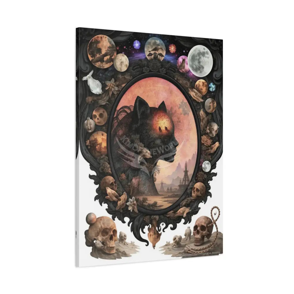 3D Kitty Multi-Dimensional Floral Cat Canvas — Matte Stretched Wall Art Canvas