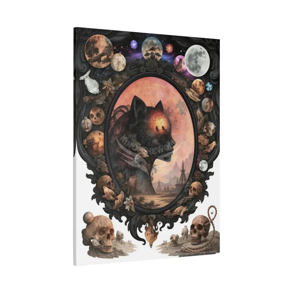 3D Kitty Multi-Dimensional Floral Cat Canvas — Matte Stretched Wall Art Canvas