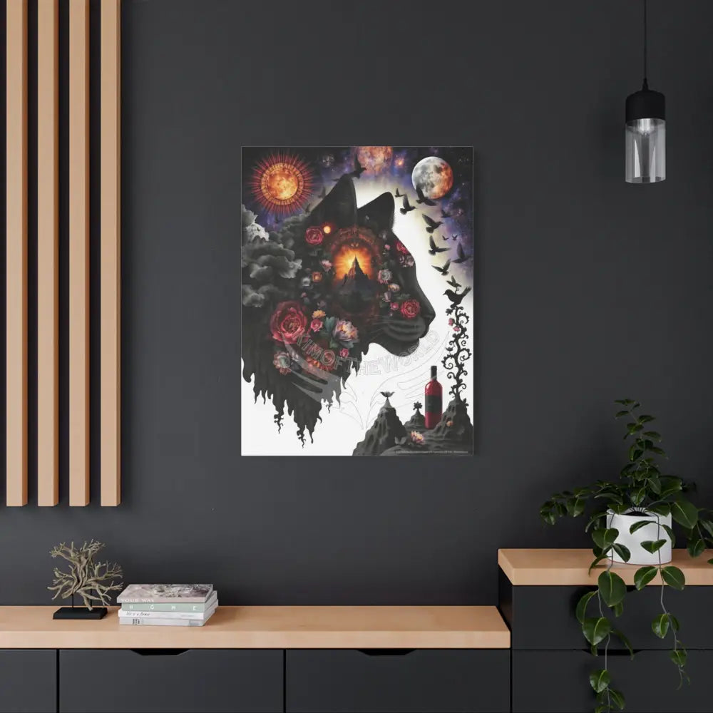 3D Kitty Multi-Dimensional Floral Cat Canvas — Matte Stretched Wall Art Canvas