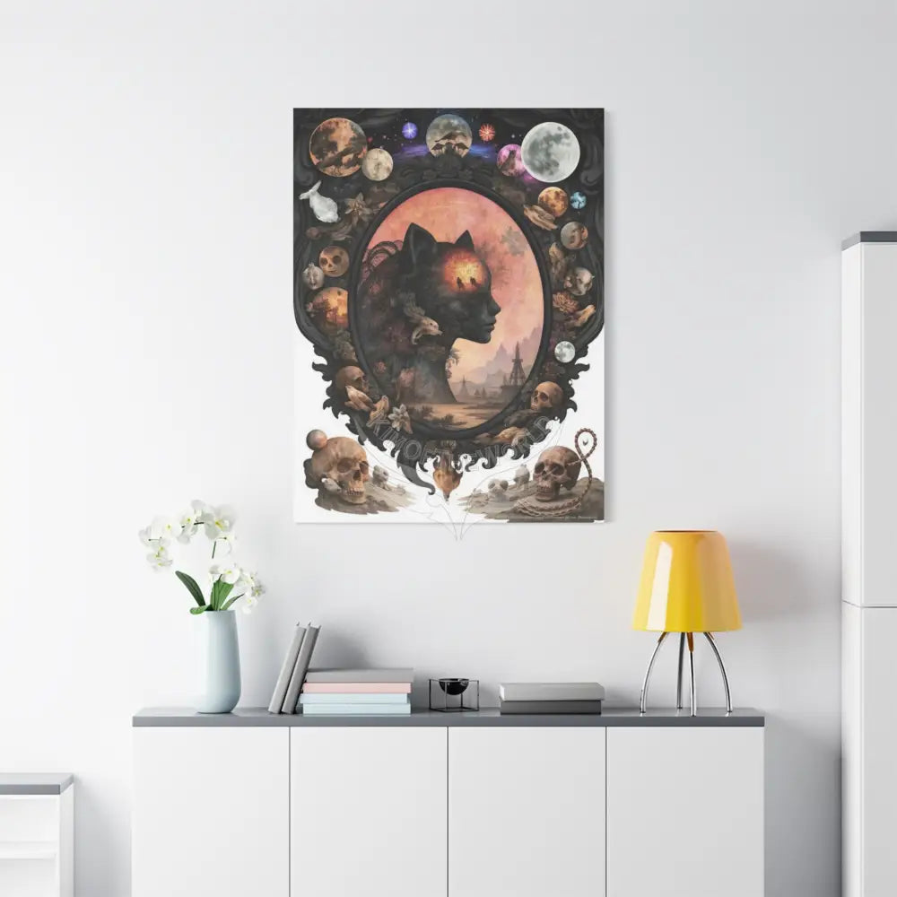 3D Kitty Multi-Dimensional Floral Cat Canvas — Matte Stretched Wall Art Canvas