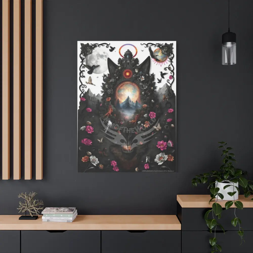 3D Kitty Multi-Dimensional Floral Cat Canvas — Matte Stretched Wall Art Canvas