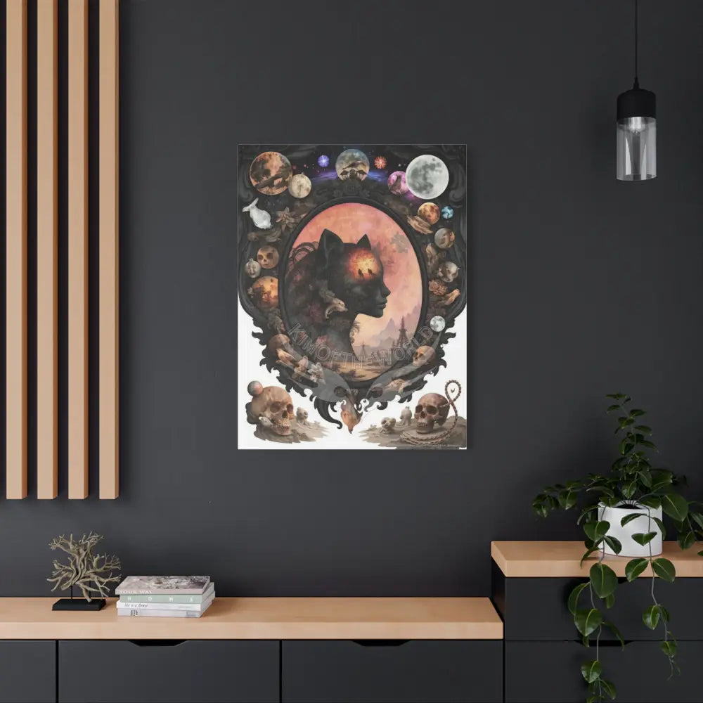 3D Kitty Multi-Dimensional Floral Cat Canvas — Matte Stretched Wall Art Canvas