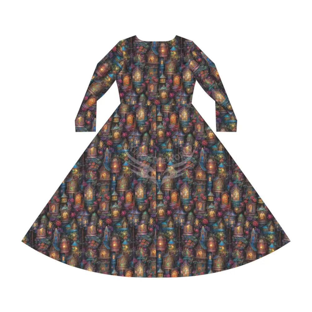 3D Lantern Wallpaper Print Dress – Women’s Long Sleeve AOP L All Over Prints