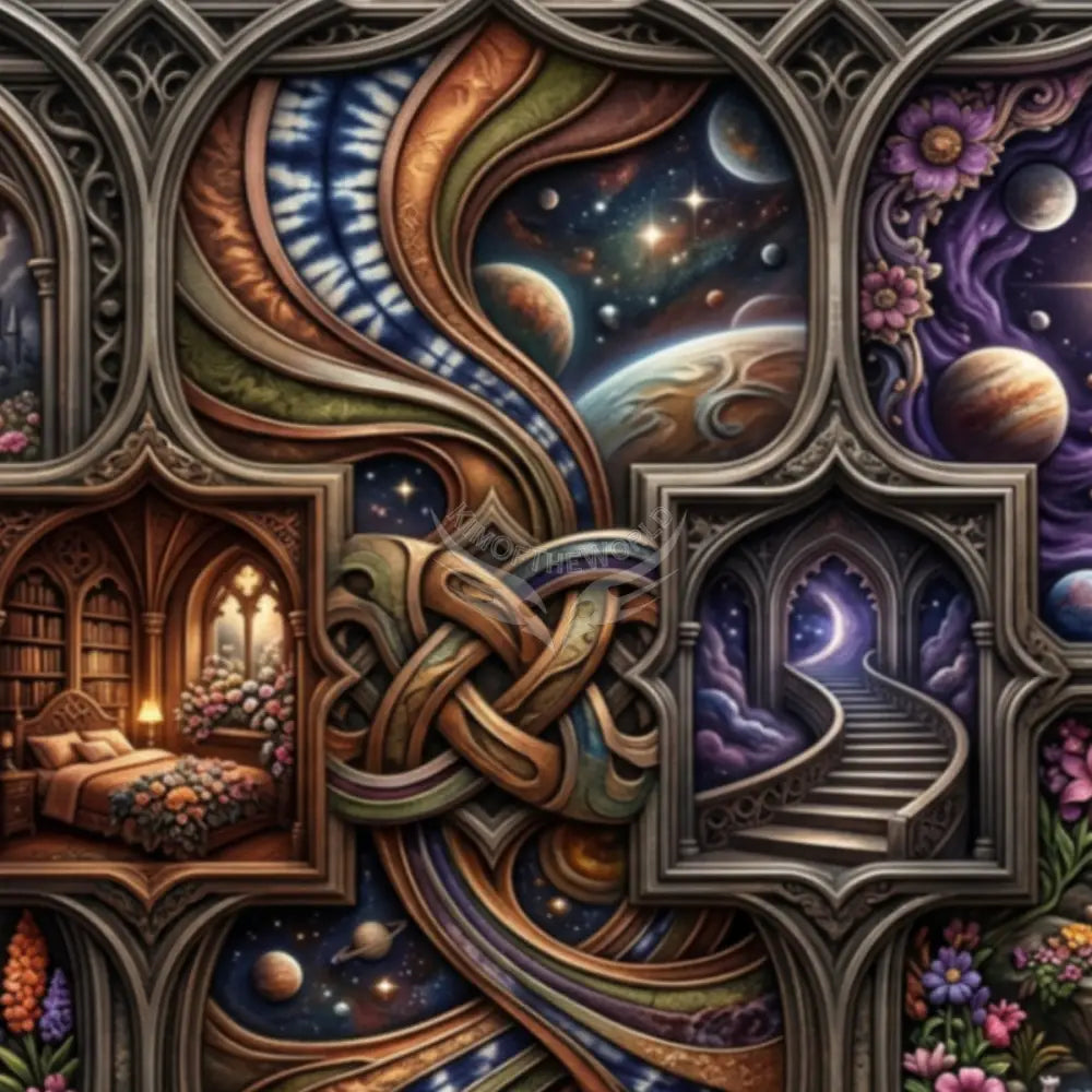 3D Large Art Multi Windows Unpasted Mural Wallpaper 144’’x100’’ - 144’’x100’’ - Wall Coverings