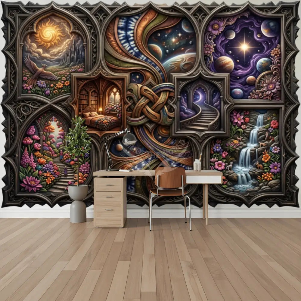 3D Large Art Multi Windows Unpasted Mural Wallpaper 144’’x100’’ - 144’’x100’’ - Wall Coverings