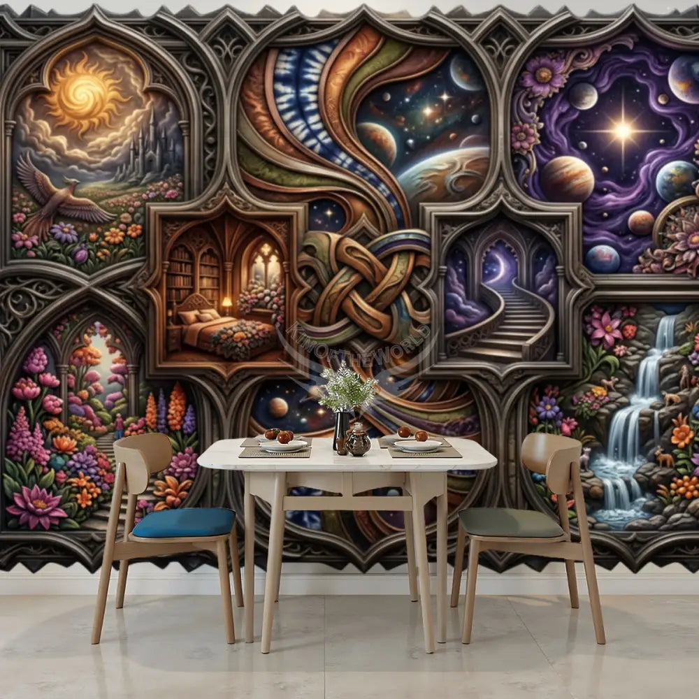3D Large Art Multi Windows Unpasted Mural Wallpaper 144’’x100’’ - 144’’x100’’ - Wall Coverings