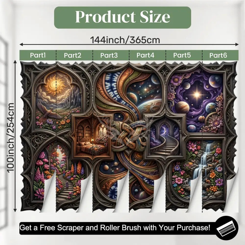 3D Large Art Multi Windows Unpasted Mural Wallpaper 144’’x100’’ - 144’’x100’’ - Wall Coverings