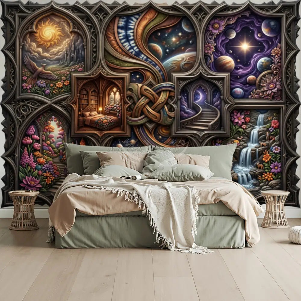 3D Large Art Multi Windows Unpasted Mural Wallpaper 144’’x100’’ - 144’’x100’’ - Wall Coverings