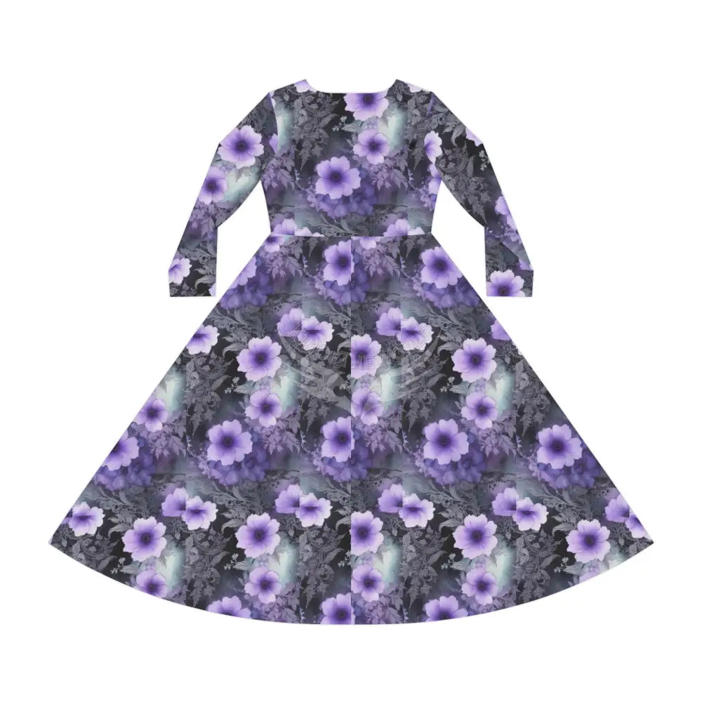 3d Lavender Floral Wallpaper Print Dress – Women’s Long Sleeve AOP L All Over Prints