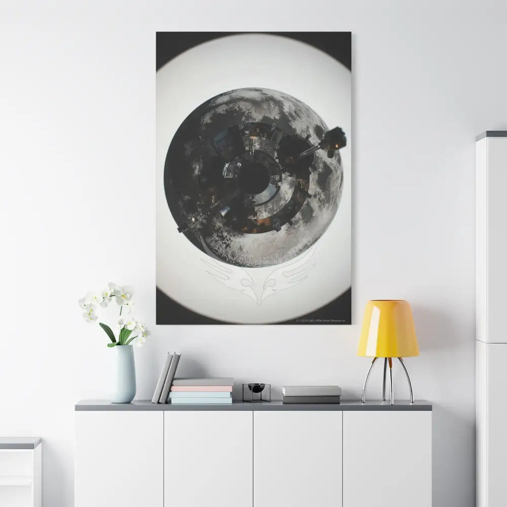 3D Lens Cosmic Modern Tech Black Iridescent Block Canvas Print — Dimensional Wall Art Canvas