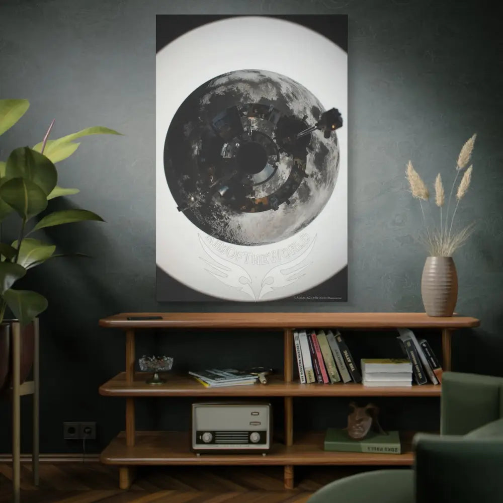 3D Lens Cosmic Modern Tech Black Iridescent Block Canvas Print — Dimensional Wall Art Canvas