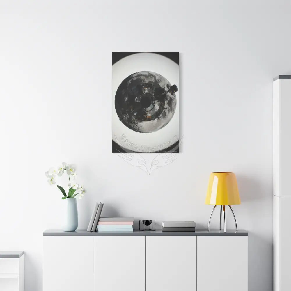 3D Lens Cosmic Modern Tech Black Iridescent Block Canvas Print — Dimensional Wall Art Canvas