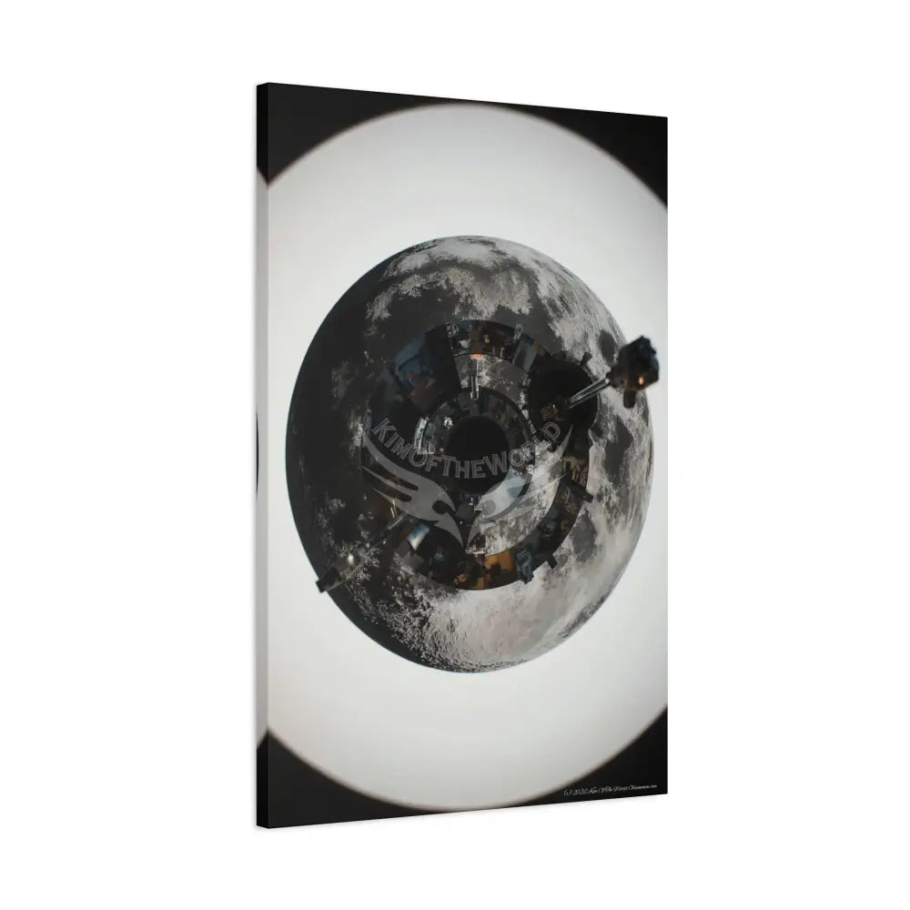 3D Lens Cosmic Modern Tech Black Iridescent Block Canvas Print — Dimensional Wall Art Canvas