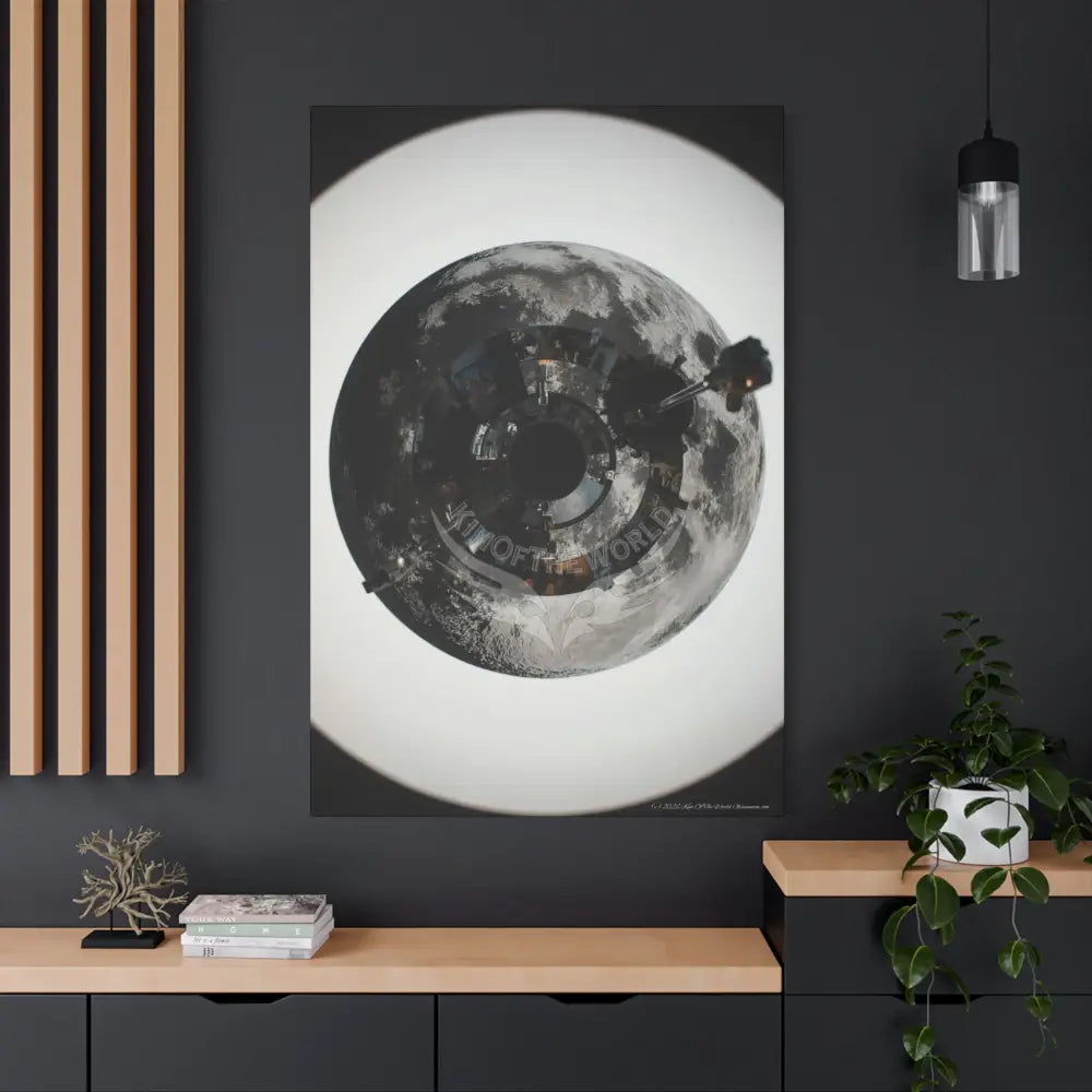 3D Lens Cosmic Modern Tech Black Iridescent Block Canvas Print — Dimensional Wall Art Canvas