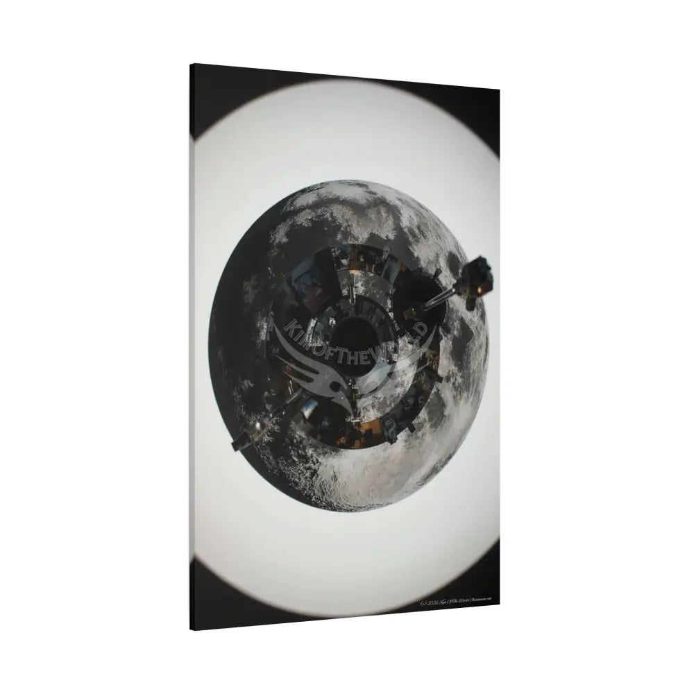 3D Lens Cosmic Modern Tech Black Iridescent Block Canvas Print — Dimensional Wall Art Canvas