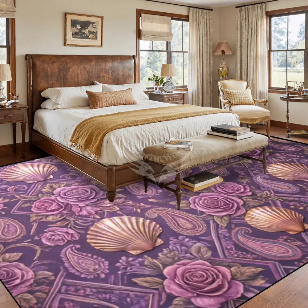 3D Magenta Shells Large Area Rug Floor Carpet - 12ft x 10 ft - (Ratio 4:3) 144’’x108’’ Rugs & Mats