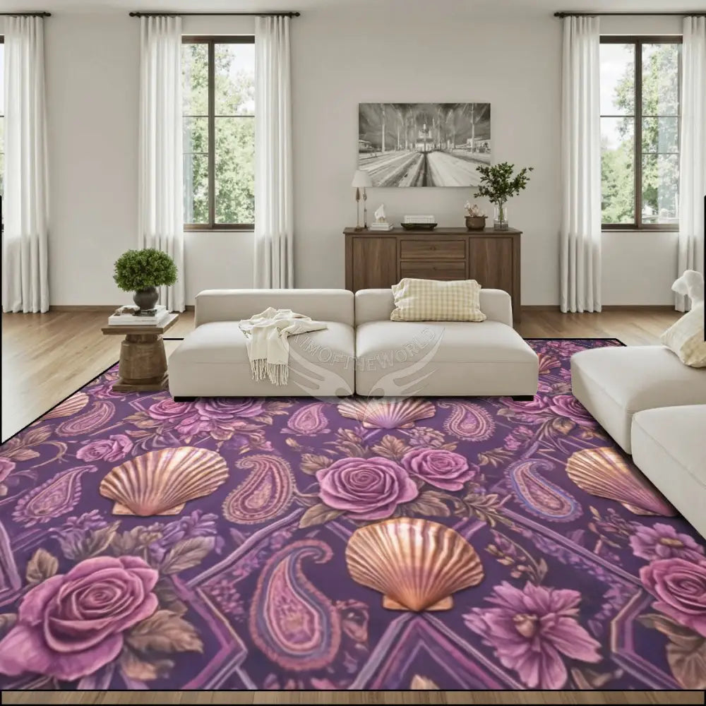 3D Magenta Shells Large Area Rug Floor Carpet - 12ft x 10 ft - (Ratio 4:3) 144’’x108’’ Rugs & Mats