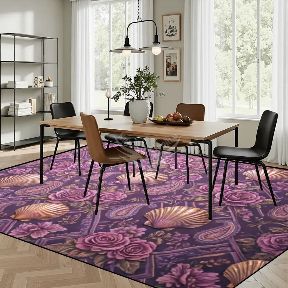 3D Magenta Shells Large Area Rug Floor Carpet - 12ft x 10 ft - (Ratio 4:3) 144’’x108’’ Rugs & Mats