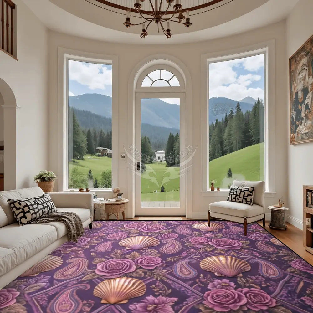 3D Magenta Shells Large Area Rug Floor Carpet - 12ft x 10 ft - (Ratio 4:3) 144’’x108’’ Rugs & Mats