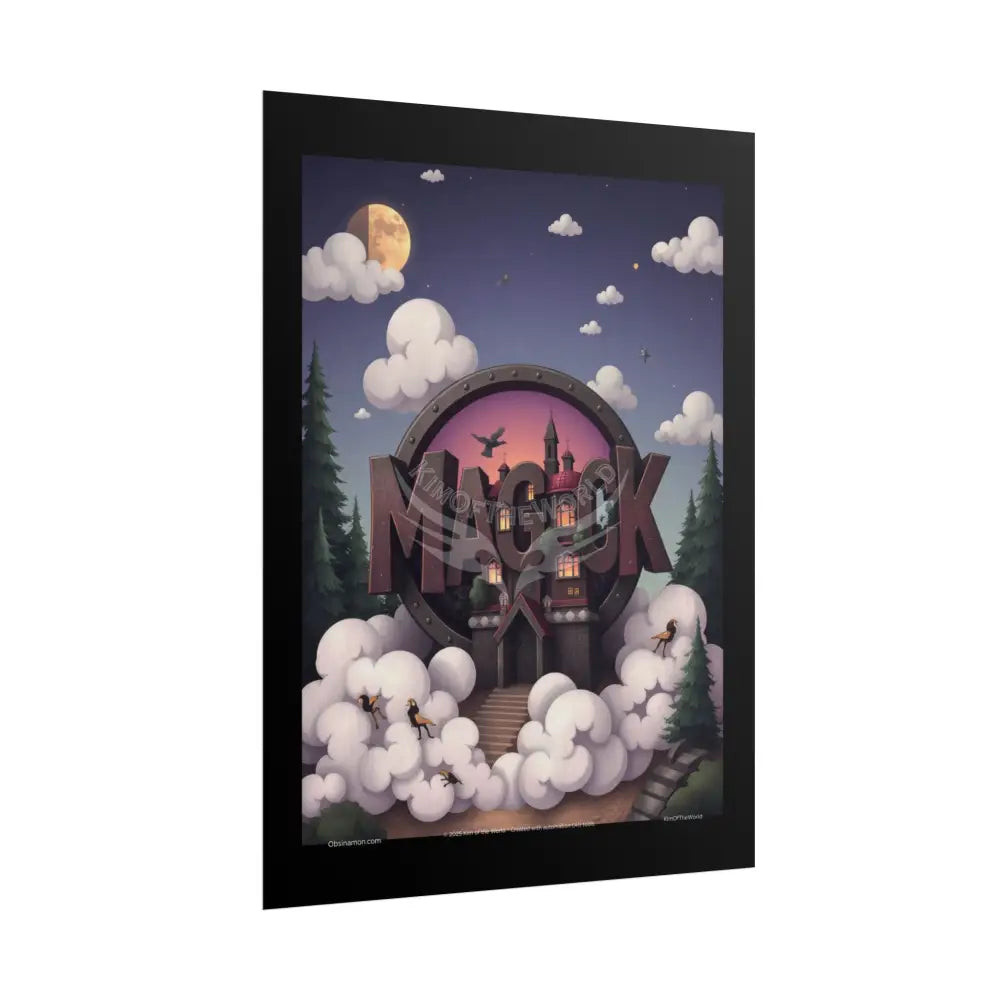 3D ’Magic’ Village Cottage Art Print (Ombre Sunset Pine Gardens) Yellow - Rolled Poster Poster