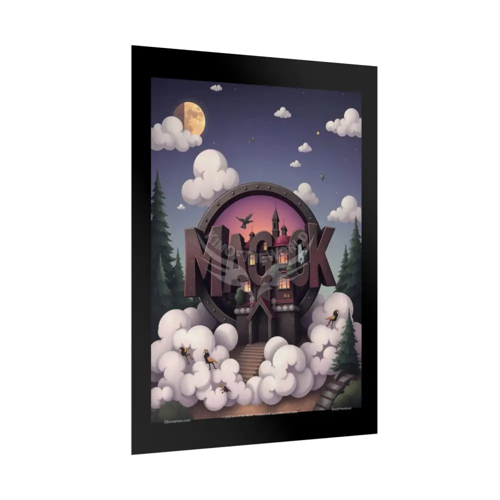 3D ’Magic’ Village Cottage Art Print (Ombre Sunset Pine Gardens) Yellow - Rolled Poster Poster