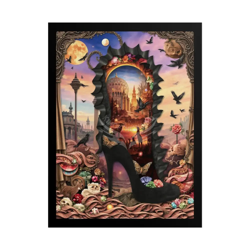 3D Magical Stiletto of Dreams Gothic Magic MulitVerse Pop-Out Black Matte Moon & Sun Scenic Prints 18″ x 24″ (Vertical)