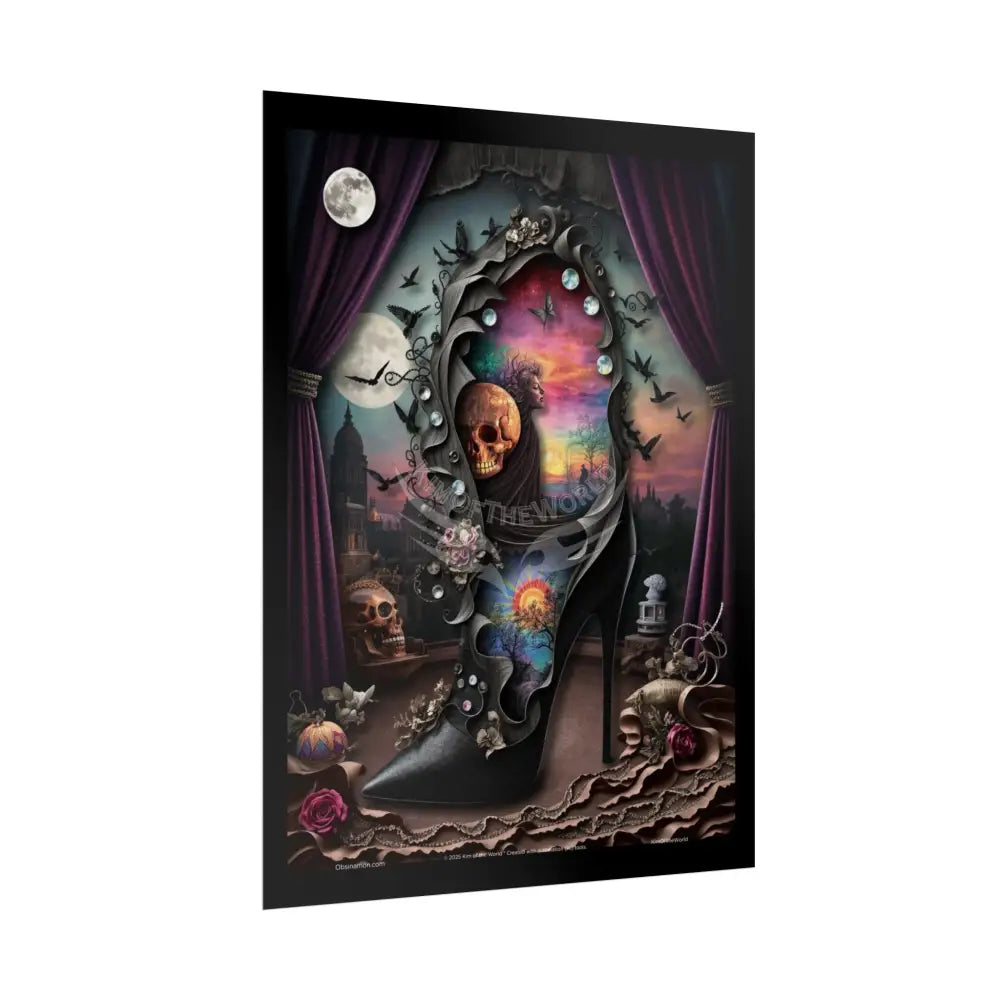 3D Magical Stiletto of Dreams Gothic Magic MulitVerse Pop-Out Black Matte Moon & Sun Scenic Prints Poster