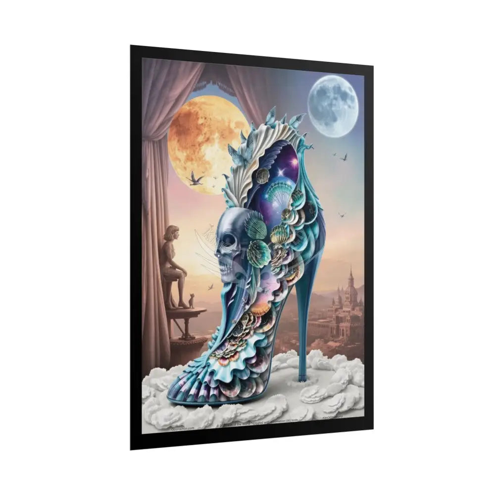 3D Magical Stiletto of Dreams Gothic Magic MulitVerse Pop-Out Black Matte Moon & Sun Scenic Prints Poster